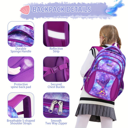Kids' Backpack, Cute Cartoon Korean Style, Multi-Layer Lightweight Durable, Polyester Lined