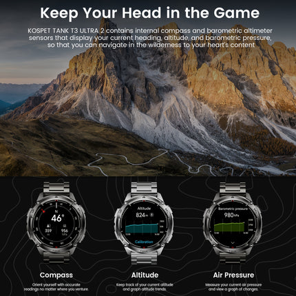 Ultra2 Is a GPS Smartwatch Designed for Men, Featuring a Compass, Altimeter, And Barometric Pressure Sensor.