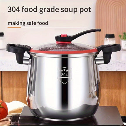 Stainless Steel Quick Cooker - Food Grade, Non-Stick Large Capacity Soup and Stew Pot with Safety Lid,