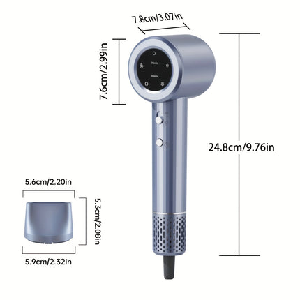 EU Plug Fast Drying Hair Dryer, Negative Ionic Fast Dry Low Noise Blow Dryer, with LED Digital Display Screen,