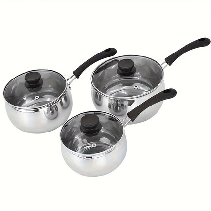 3pcs Stainless Steel Saucepans Cookware Set
