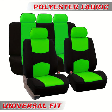 Polyester Crescent Moon Pattern Low-Back Car Seat Covers 9-Piece Set