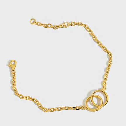 Party Double Circles 925 Sterling Silver Chain Bracelet