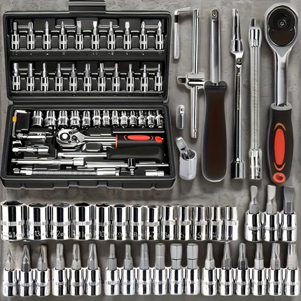 439pcs/46pcs Wrench Set, Household Wrench Socket Tool Kit with 1 Exquisite Storage Box,