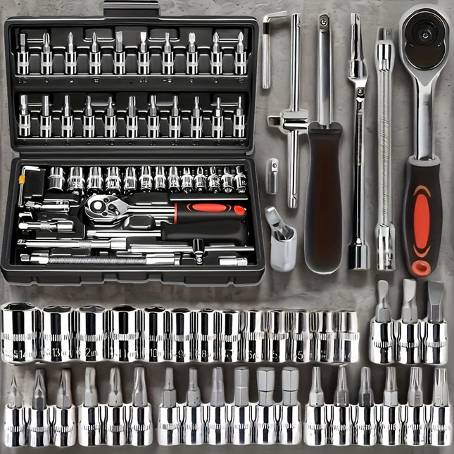 439pcs/46pcs Wrench Set, Household Wrench Socket Tool Kit with 1 Exquisite Storage Box,