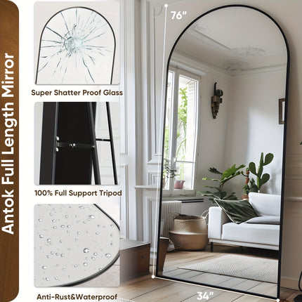 Full Length Mirror, Floor Mirror, Floor Standing Mirror Freestanding Arch Full Body