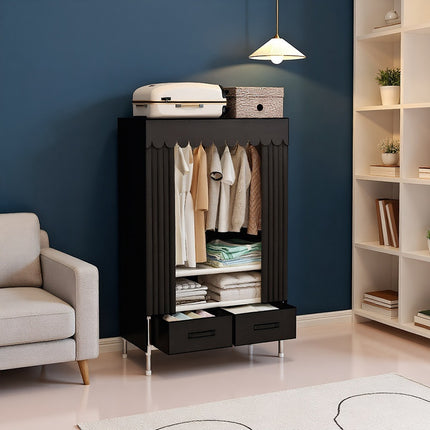 A Large-Capacity Standalone Wardrobe Storage Cabinet with Shelves And Hooks