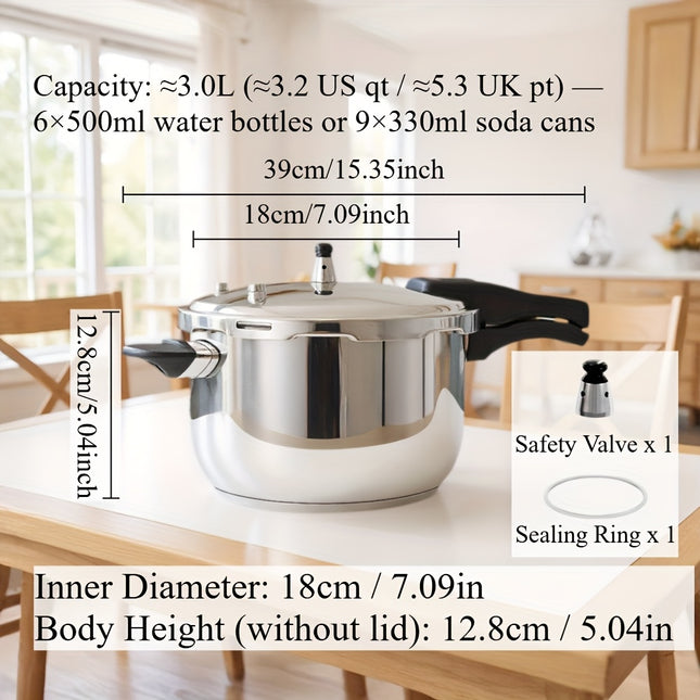 Premium Stainless Steel Pressure Cooker  Thickened Multi-Layer Base for Rapid Freshness