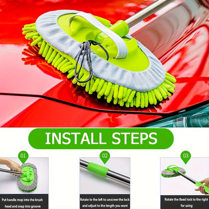 47.5" Long Handle Car Wash Brush Mop Kit for Washing, Detailing, and Cleaning Automotive