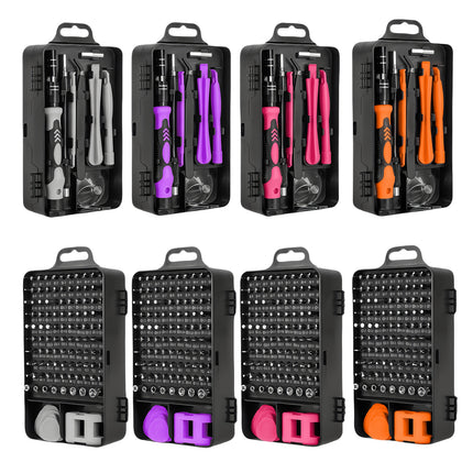 A Pink Electronic Tool Kit Containing 115 Items, Featuring 98 Magnetic Screwdriver Tips