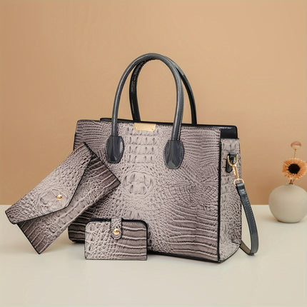 Handbag with Golden-Tone Hardware, Detachable Shoulder Strap & Zipper Closure