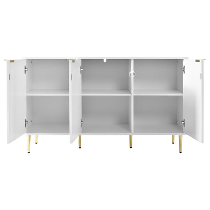 Modern Dresser with Golden Legs and Handles, Lacquered, Rounded Corners, for Bedroom, Living Room