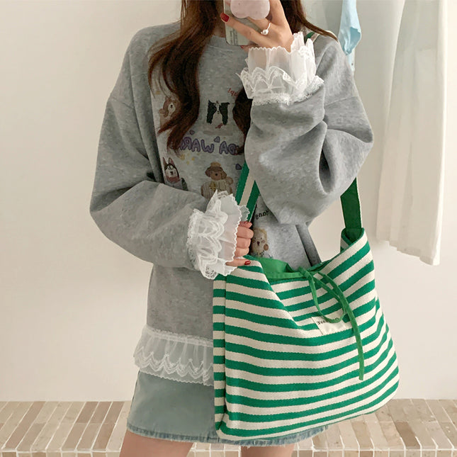 Single Shoulder Messenger Striped Dual-use Large Capacity Canvas Bag