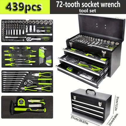 439pcs/46pcs Wrench Set, Household Wrench Socket Tool Kit with 1 Exquisite Storage Box,