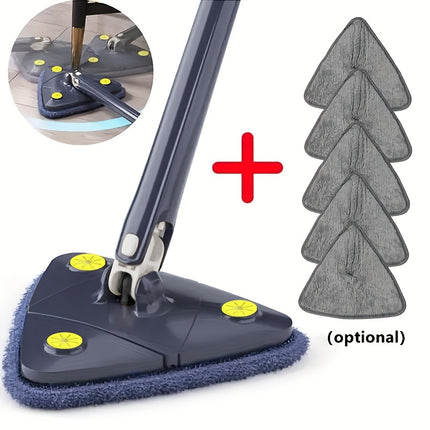 1pc 360 Degree Rotatable Triangle Mop - Extendable Handle, Multi-Surface Cleaning Tool