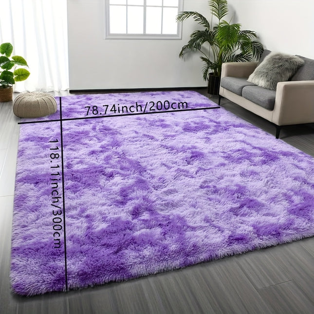 1pc Large-Size Tie-Dye Gradient Plush Carpet | Polyester, Machine Washable, Suitable for Bedroom,