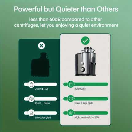 600W Juicer With Large Filling Shaft (65 Mm), Juicer Vegetables And Fruit, 2 Speed Levels, Anti-drip System