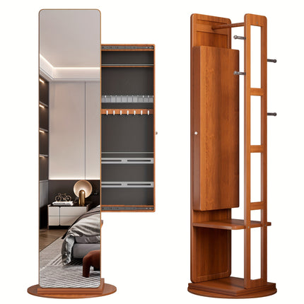 360° Swivel Jewelry Armoire - Rotatable Full Length Mirror With Jewelry Storage,