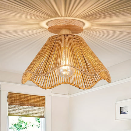 Boho Light Fixtures Ceiling Mount Boho Rattan Ceiling Light Flush Mount Mini Chandelier Woven Ceiling Light