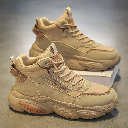 Men'S Height-Boosting Thick-Soled Sneakers Anti-Slip Rubber Sole, Lace-Up Closure, Cushioned Insole