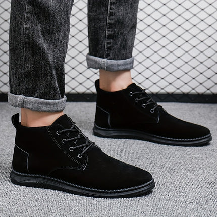 Men'S Casual Lace-Up Loafers - Brown Faux, Soft Sole, Round Toe, Comfortable Walking