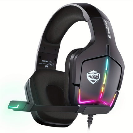 Headphones - Surround Sound Wired Headset for PS4/PS5/PC/Xbox One Gamers with Crystal-Clear Mic,