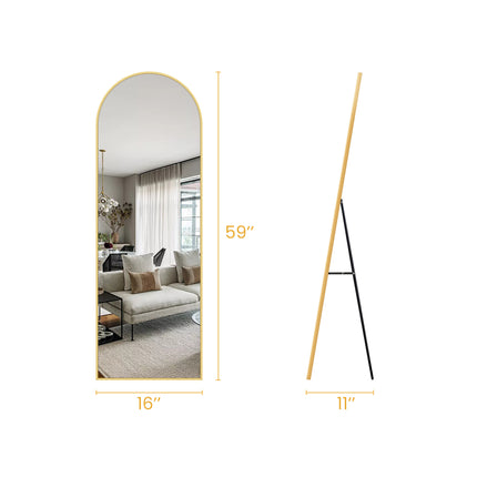Mirror Black&Gold Full Body Floor Mirror Standing Hanging or Leaning Wall, Wall Mounted Mirror  Aluminum