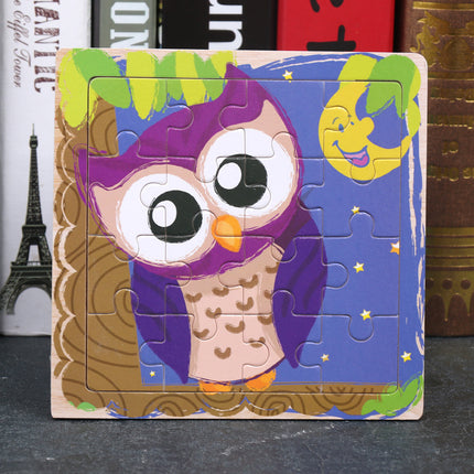 Large Wooden 9-piece Flat Puzzle Toy For Children