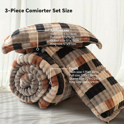 Extra-Thick Fleece Quilt Set- Bedding Set For Christmas Room Decor, Thickened Down Quilt Set,