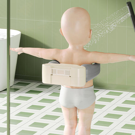 Adjustable Baby Standing Shower Rack | Plastic, Grey and Khaki Simulation Loop Armrest for Home Use