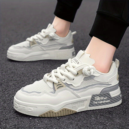 Men'S Skate Shoes - Non-Slip Grip, Easy-Clean Surface, Breathable Lace-Up Sneakers with Cushioned PVC Sole