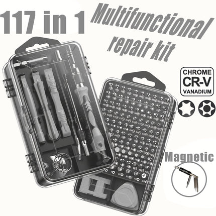 117pcs Precision Screwdriver Set - Magnetic Repair Toolkit Featuring an Anti-Slip Ergonomic Handle