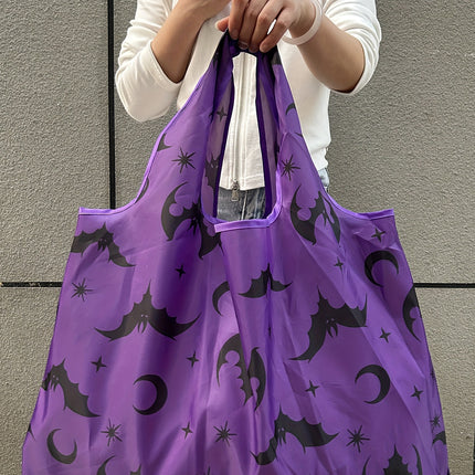 Black Goth Halloween Pumpkin Large Capacity Foldable Tote Bag