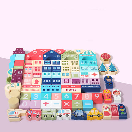 Wooden City Street View Building Block Toy