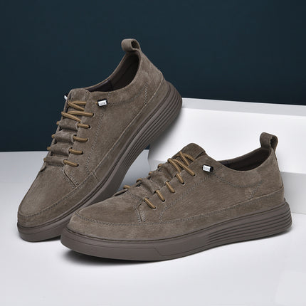 Men's Trendy Solid Skate Shoes, Comfy Non Slip Casual Lace Up Sneakers for Men's Outdoor Activities