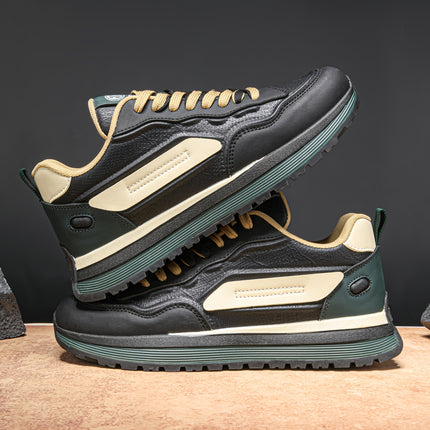 New 2025 Men'S Lace-Up Thick-Soled Sneakers in a Color-Block Design, Perfect for Casual Sports