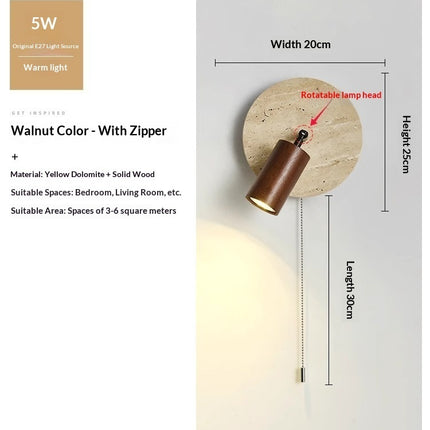 Study And Living Room Backdrop Wall Light In Walnut Wall Lamp