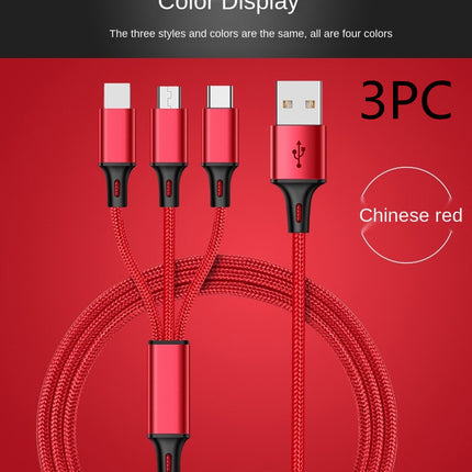 Three-head Mini Braided Three-in-one Data Cable