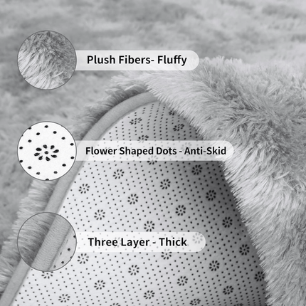 1pc soft plush area Mat, non-slip plush Mat, soft plush bedside Mat, tie dye living room Mat,