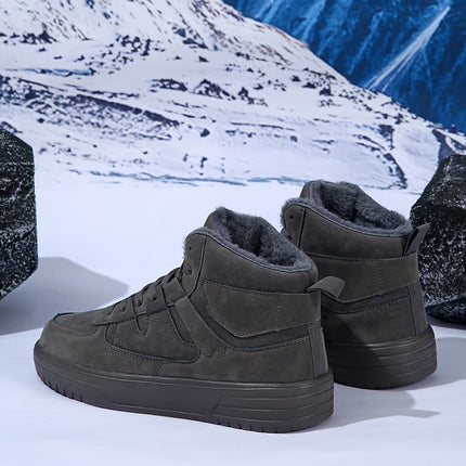 2025 New Men'S High-Top Shoes | Classic Grey Winter Boots, Comfortable Warm Soft Lining, Casual Style