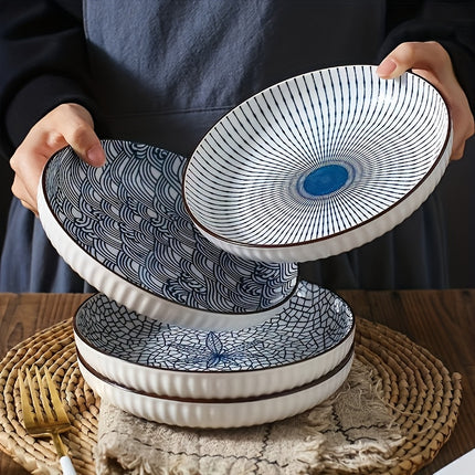 Set (of) Handmade Blue & White Floral Porcelain Plates and Bowls Set - Ceramic Dishware