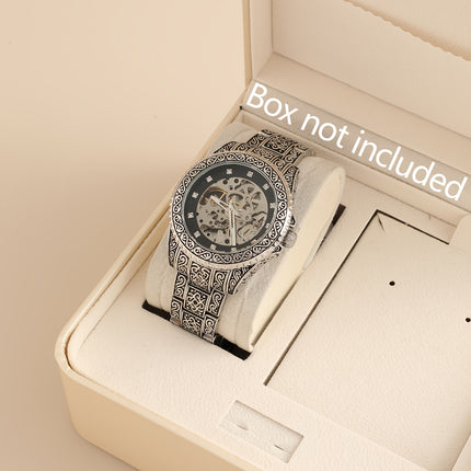 Men'S Vintage Mechanical Watch Luxury Hollow Case with Golden-Tone Dial, Mechanical Movement