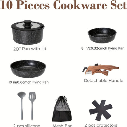 Nonstick Kitchen Cookware Sets Detachable Handle,