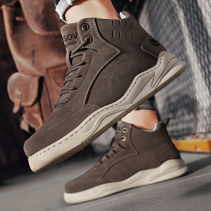 Men'S & Women'S Large Size Retro High-Top Sneakers - Chunky Platform Sole, Round Toe,