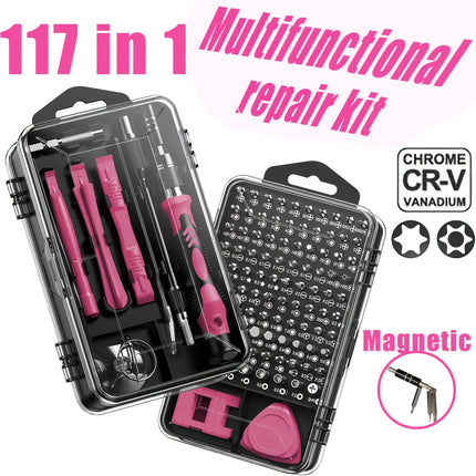 117pcs Precision Screwdriver Set - Magnetic Repair Toolkit Featuring an Anti-Slip Ergonomic Handle
