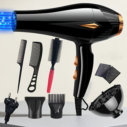 European Standard High-Power Hair Dryer with EU Plug, Includes Additions