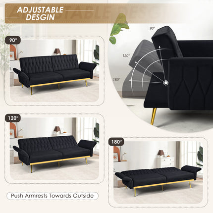 Sofa Bed Featuring Adjustable Arm And Back Rests, a Cozy Futon Loveseat with a Button-Tufted Style,