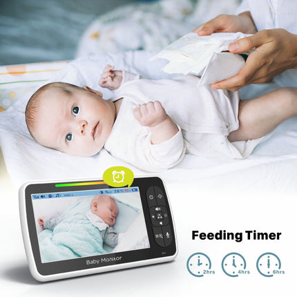 Baby Monitor - 5-Inch Large Screen Video Monitor with Remote Pan And Zoom | Night Vision,