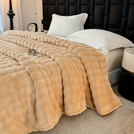 Rabbit Fur Flannel Throw Blanket, Thickened Flannel Casual Cover, Suitable for Bedroom