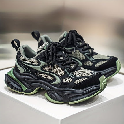 Men's Chunky Height-Increasing Sneakers - Thick Platform Lace-Up Shoes with Breathablee